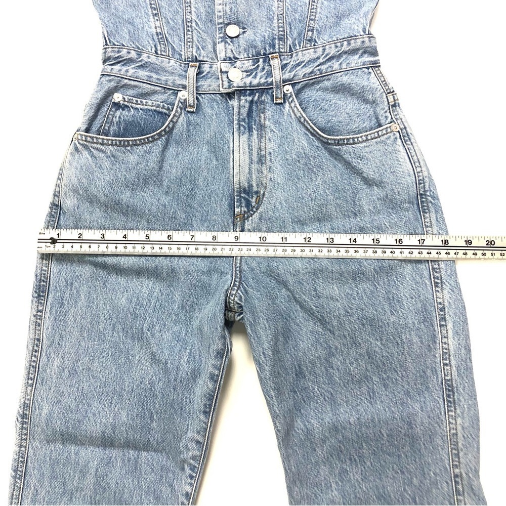 AGOLDE 70s Denim Jumpsuit Sleeveless Button Front womens Size 0 Festival - Picture 8 of 16